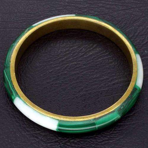 Solid Carved Stone Bracele (Malachite)