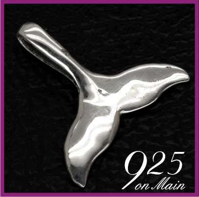 SOLID Sterling Silver Whale Tale Pendant