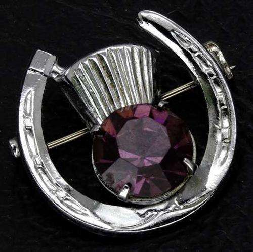 Vintage Austrian Crystal Thistle Brooch