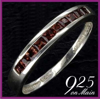 SOLID Sterling Silver Garnet Eternity Ring