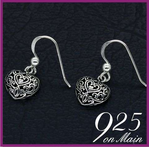SOLID Sterling Silver Filigree Drop Earrings