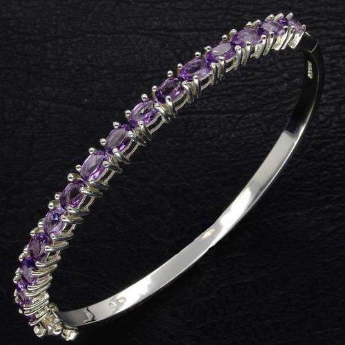 Stunning SOLID Sterling Silver Amethyst Bangle