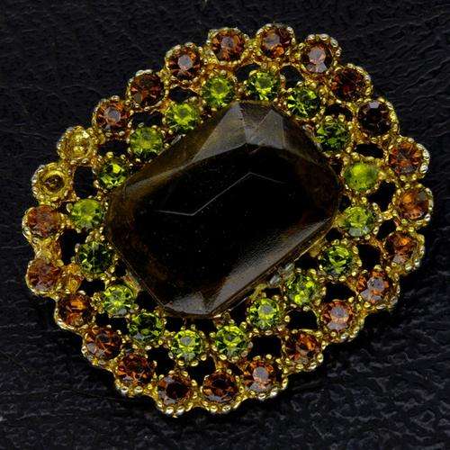 Vintage Crystal Brooch -- Missing Stones
