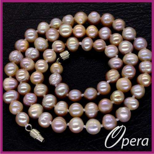 Purple Freshwater Pearl Necklace 50cm ** FREE MATCHING EARRINGS **