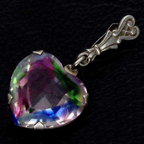 Vintage STERLING SILVER Rainbow Crystal Pendant