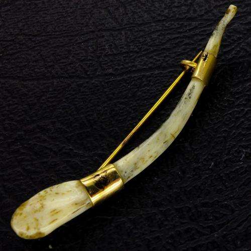 Vintage Gold and Bone Brooch