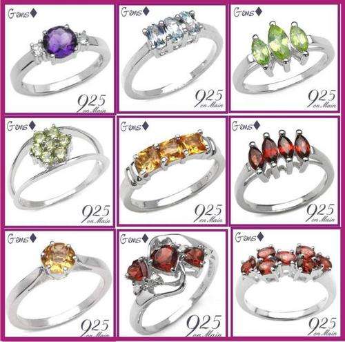 WHOLESALE lot of 10 Sterling Silver Gemstone Rings *** R1 no reserve***