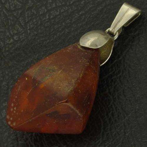 Vintage Genuine Amber and 830 Silver Pendant