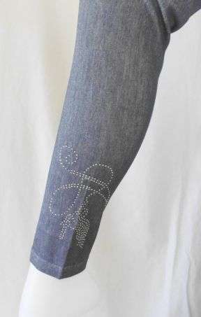 Denim Look Leggings with Rhinestone Detail