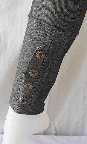 Denim Look Leggings with Button Detail