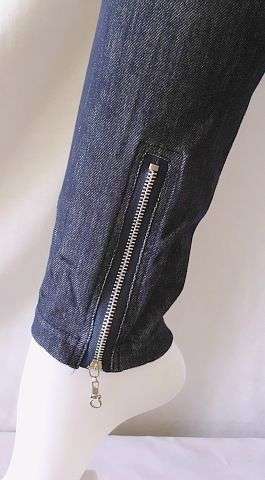 Denim Look Leggings with Zipper Detail