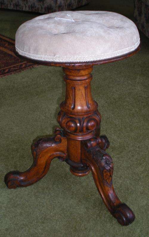 Victorian Walnut Piano Stool