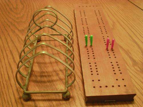 Cribbage Board and EPNS Toast Rack