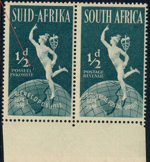 Union of South Africa 1949 UPU with variety