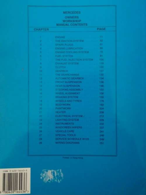 Mercedes W123 Workshop Manuals