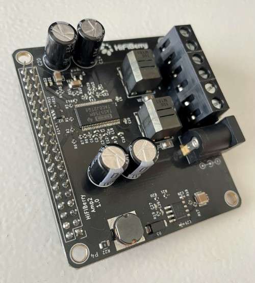 Hifiberry Amp2 board and power supply for Raspberry Pi