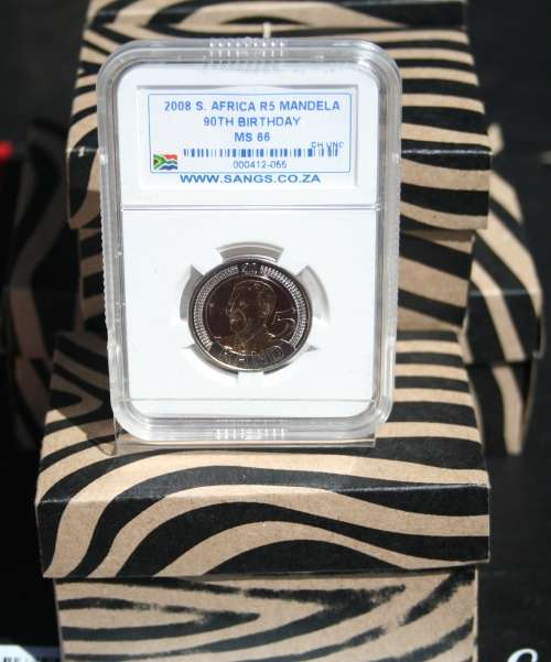 2008 90TH B/D COIN SANGS GRADED MS66WHITE SLABX 5 & STAND & G/BOX ALL FOR ONE BID BUY AS XMAST GIFTS