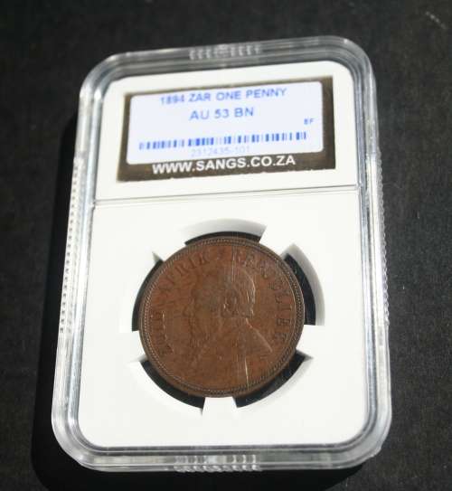 1894 1 PENNY SANGS GRADED AU53 BN NICE COIN