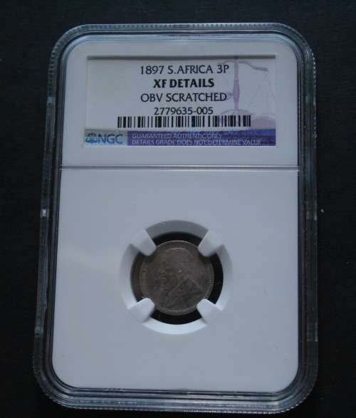 1897 3 PENCE NGC GRADED XF DETAIL