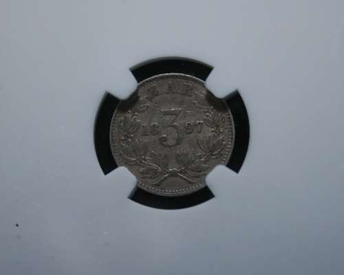 1897 3 PENCE NGC GRADED XF DETAIL