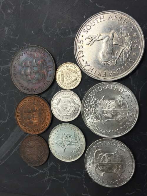 1955 COMPLETE SET IN AU AND UNC CONDITION ALL FOR ONE BID