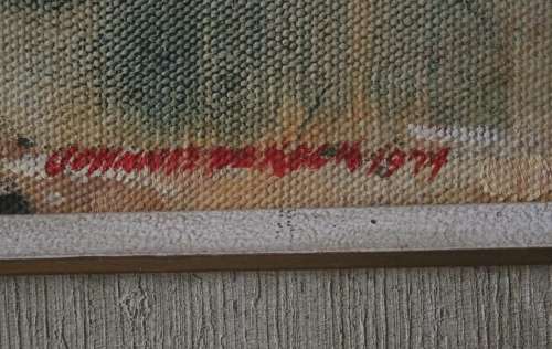 OIL ON BOARD FRAMED JONNY DE KOCK PAINTING SIZE FRAME 95 X 63 CM,PAINTING 75X 44CM DATED 1974