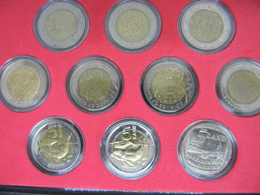 COLLECTION OF A/U R5 COINS VARIOUS YEARS ALL FOR ONE BID