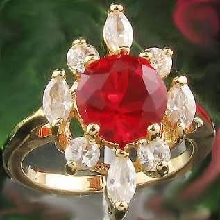 Red round cut simulated Ruby Ring