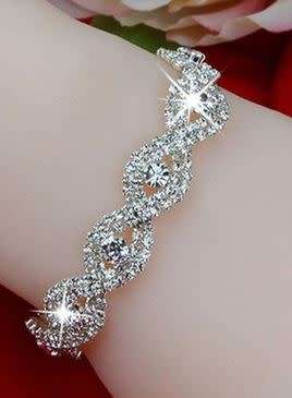 Silver simulated austrian crystal infinity bling  bracelet
