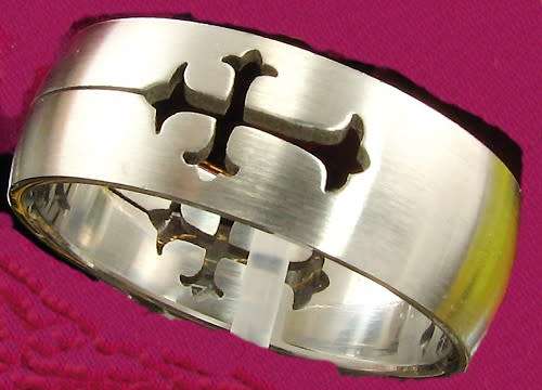 Amazing Stainless Steel Cross design cut out ring