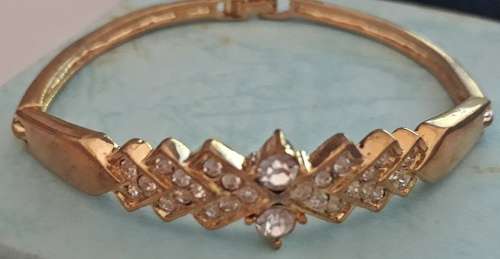 Gold plated Bangle with simulated diamonds