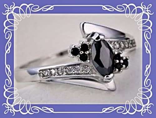 Black simulated sapphire ring S7