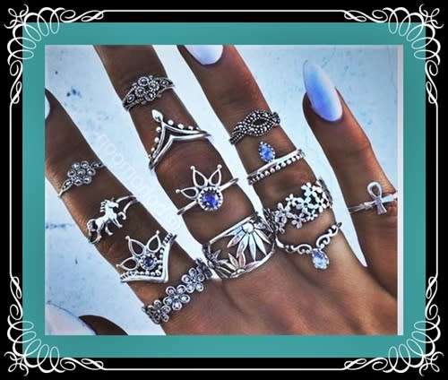 Set of 13 midi rings (knuckle rings)