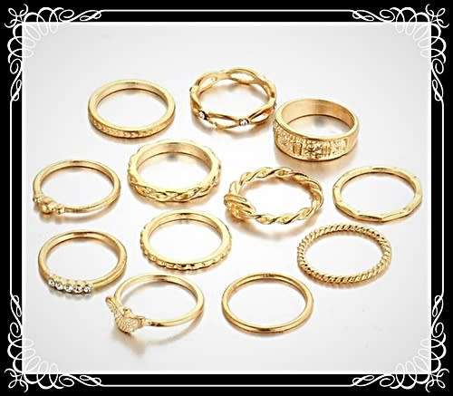 Impressive 12pc midi ring set (knuckle rings)