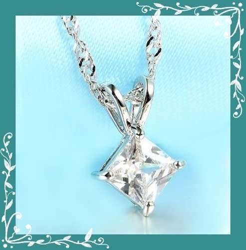 Dazzling diamond shaped pendant on a silver chain
