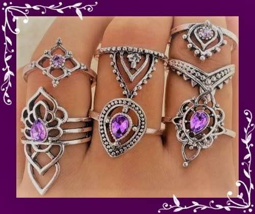 Brilliant Bohemian 7 piece knuckle ring set (midi rings)