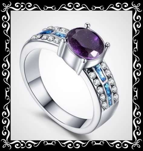 Sexy silver ring with sparkling created stones