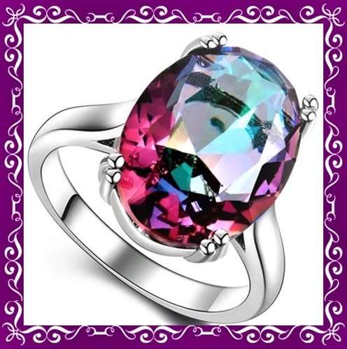 Amazing shiny mystic topaz ring S8