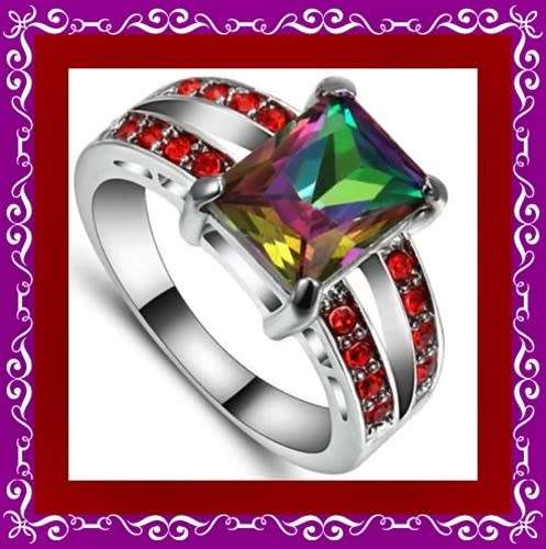 Mysterious mystic topaz and ruby simulant ring S8