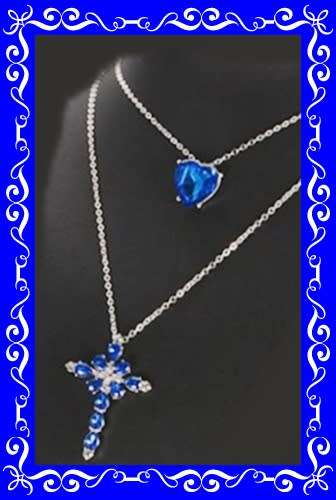 Lucky Cross double chain necklace with simulated stones