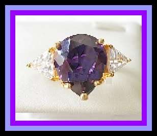 Simulated alexandrite in 10K  Yellow Gold overlay  - Size 8