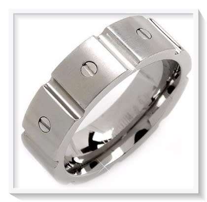 Titanium Men`s ring with rivet design 22mm