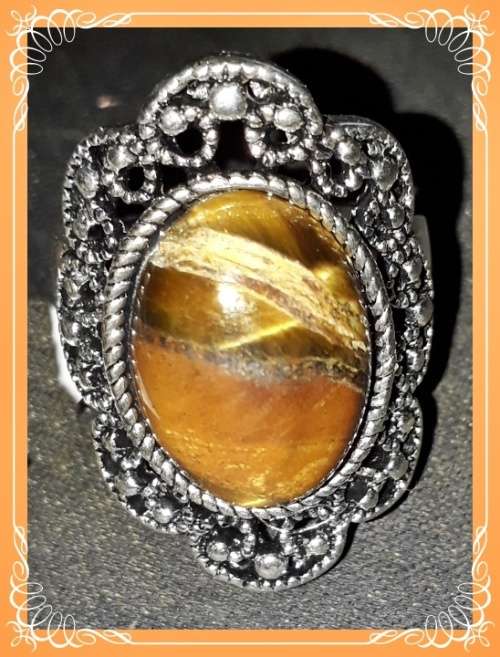 Lovely cats eye ring in Tibetan silver 21mm