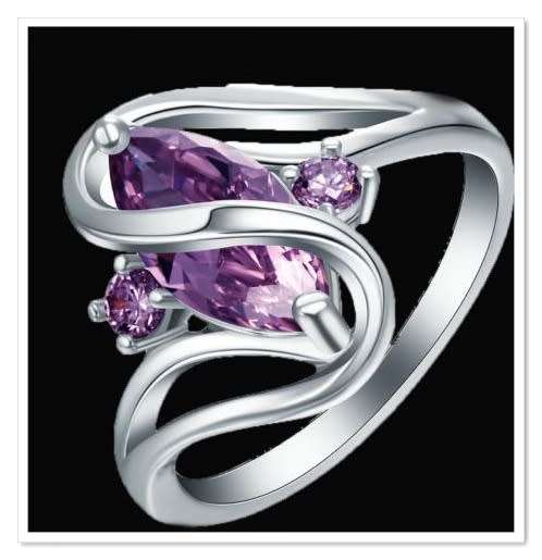 Beautiful white gold plated  simulated amethyst ring S8