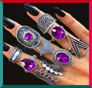 Interesting 9pc midi ring set (knuckle rings)