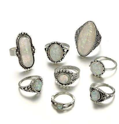 Fashionable midi ring set 8pc  (knuckle rings)