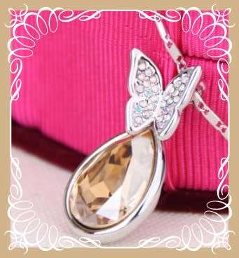 Pretty alloy and crystal  butterfly pendant necklace