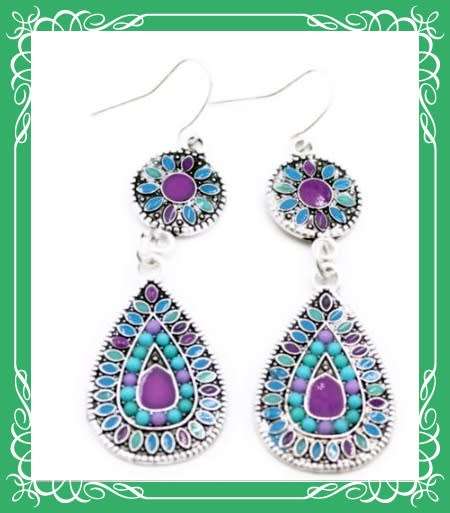 Beautiful beaded silver plated earrings