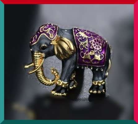 Very sweet Elephant brooch with purple accents