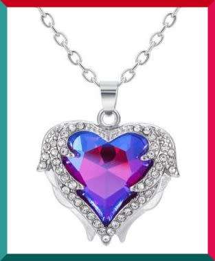 Silver Angel Wing Necklace with heart design